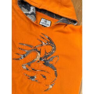 Legendary Whitetails Hoodie Sweatshirt Orange & Camouflage Boy's Large (14 / 16)